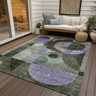 Piper Looms Chantille Geometric ACN1117 Olive Machine Washable Area Rug Outdoor Lifestyle Image Feature
