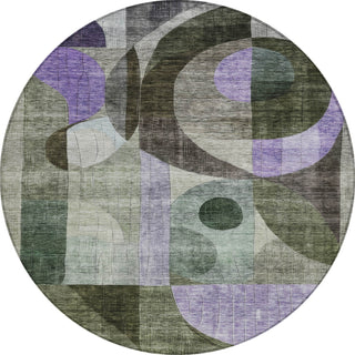 Piper Looms Chantille Geometric ACN1117 Olive Machine Washable Area Rug Round Main Image