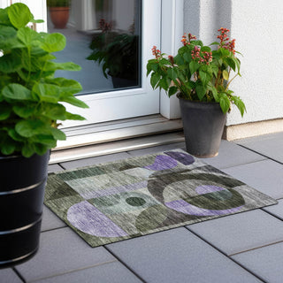 Piper Looms Chantille Geometric ACN1117 Olive Machine Washable Area Rug Scatter Outdoor Lifestyle Image Feature