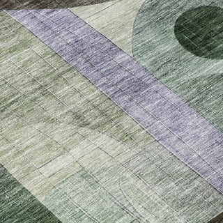 Piper Looms Chantille Geometric ACN1117 Olive Machine Washable Area Rug Swatch Image