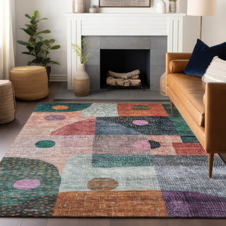 Piper Looms Chantille Geometric ACN1117 Orange Machine Washable Area Rug Lifestyle Image Feature