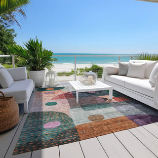 Piper Looms Chantille Geometric ACN1117 Orange Machine Washable Area Rug Outdoor Lifestyle Image Feature