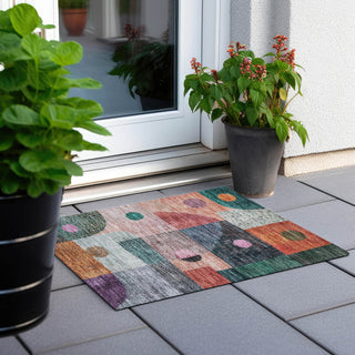 Piper Looms Chantille Geometric ACN1117 Orange Machine Washable Area Rug Scatter Outdoor Lifestyle Image Feature