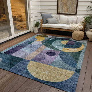 Piper Looms Chantille Modern ACN1118 Blue Machine Washable Area Rug Outdoor Lifestyle Image Feature
