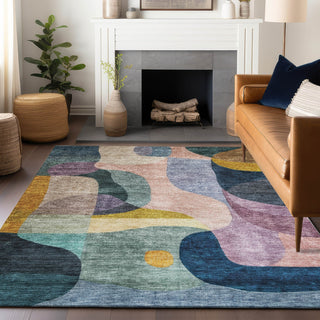 Piper Looms Chantille Contemporary ACN1119 Green Machine Washable Area Rug Lifestyle Image Feature