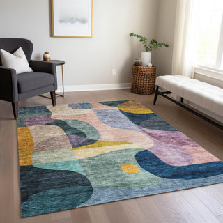 Piper Looms Chantille Contemporary ACN1119 Green Machine Washable Area Rug Lifestyle Image Feature