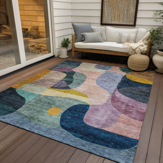 Piper Looms Chantille Contemporary ACN1119 Green Machine Washable Area Rug Outdoor Lifestyle Image Feature