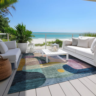 Piper Looms Chantille Contemporary ACN1119 Green Machine Washable Area Rug Outdoor Lifestyle Image Feature