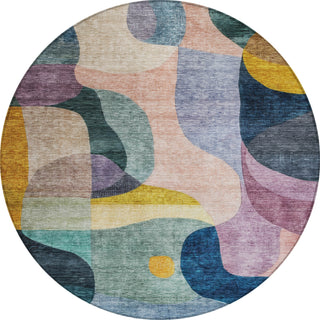 Piper Looms Chantille Contemporary ACN1119 Green Machine Washable Area Rug Round Main Image