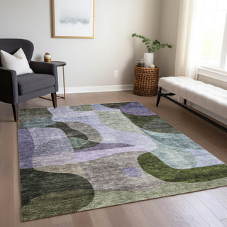 Piper Looms Chantille Contemporary ACN1119 Olive Machine Washable Area Rug Lifestyle Image Feature