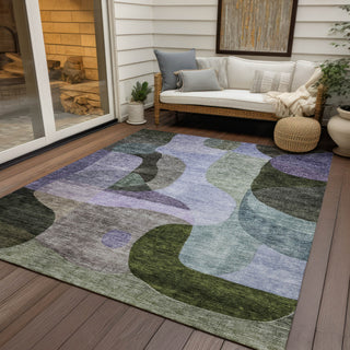 Piper Looms Chantille Contemporary ACN1119 Olive Machine Washable Area Rug Outdoor Lifestyle Image Feature