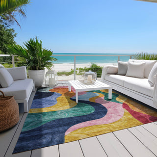Piper Looms Chantille Contemporary ACN1120 Green Machine Washable Area Rug Outdoor Lifestyle Image Feature