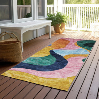 Piper Looms Chantille Contemporary ACN1120 Green Machine Washable Area Rug Runner Outdoor Lifestyle Image Feature