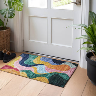 Piper Looms Chantille Contemporary ACN1120 Green Machine Washable Area Rug Scatter Lifestyle Image Feature