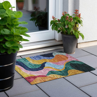 Piper Looms Chantille Contemporary ACN1120 Green Machine Washable Area Rug Scatter Outdoor Lifestyle Image Feature