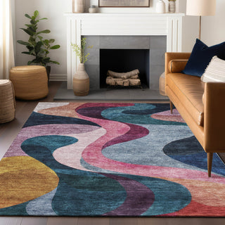 Piper Looms Chantille Contemporary ACN1121 Green Machine Washable Area Rug Lifestyle Image Feature