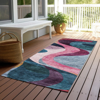 Piper Looms Chantille Contemporary ACN1121 Green Machine Washable Area Rug Runner Outdoor Lifestyle Image Feature