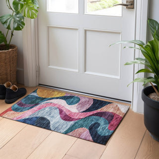 Piper Looms Chantille Contemporary ACN1121 Green Machine Washable Area Rug Scatter Lifestyle Image Feature