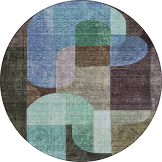 Piper Looms Chantille Contemporary ACN1122 Brown Machine Washable Area Rug Round Main Image