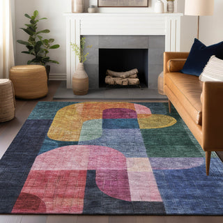 Piper Looms Chantille Contemporary ACN1122 Green Machine Washable Area Rug Lifestyle Image Feature
