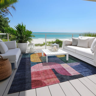 Piper Looms Chantille Contemporary ACN1122 Green Machine Washable Area Rug Outdoor Lifestyle Image Feature