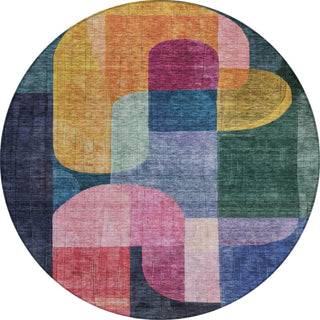 Piper Looms Chantille Contemporary ACN1122 Green Machine Washable Area Rug Round Main Image