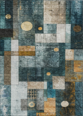 Piper Looms Chantille Geometric ACN1123 Teal Machine Washable Area Rug main image