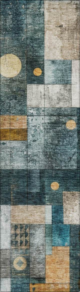 Piper Looms Chantille Geometric ACN1123 Teal Machine Washable Area Rug Runner Main Image