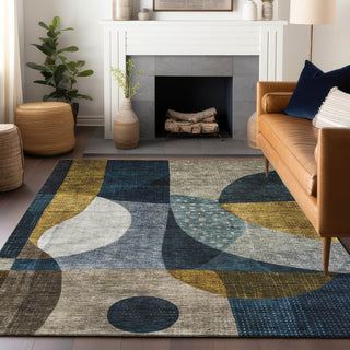 Piper Looms Chantille Contemporary ACN1124 Blue Machine Washable Area Rug Lifestyle Image Feature