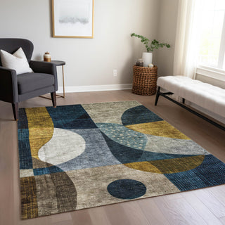 Piper Looms Chantille Contemporary ACN1124 Blue Machine Washable Area Rug Lifestyle Image Feature