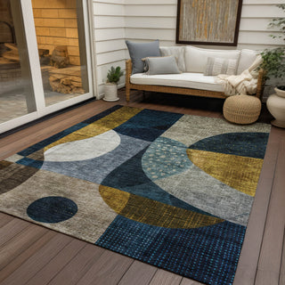 Piper Looms Chantille Contemporary ACN1124 Blue Machine Washable Area Rug Outdoor Lifestyle Image Feature