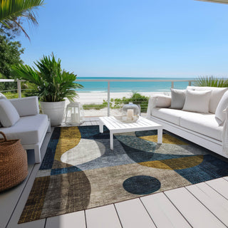 Piper Looms Chantille Contemporary ACN1124 Blue Machine Washable Area Rug Outdoor Lifestyle Image Feature