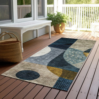 Piper Looms Chantille Contemporary ACN1124 Blue Machine Washable Area Rug Runner Outdoor Lifestyle Image Feature