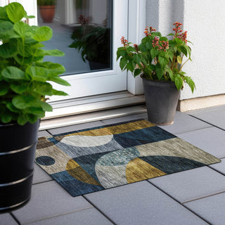 Piper Looms Chantille Contemporary ACN1124 Blue Machine Washable Area Rug Scatter Outdoor Lifestyle Image Feature