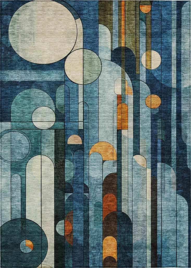 Piper Looms Chantille Geometric ACN1125 Blue Machine Washable Area Rug main image