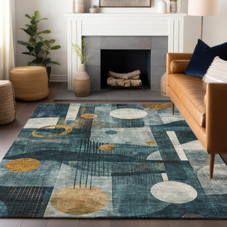 Piper Looms Chantille Contemporary ACN1126 Teal Machine Washable Area Rug Lifestyle Image Feature