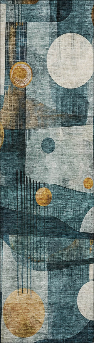 Piper Looms Chantille Contemporary ACN1126 Teal Machine Washable Area Rug Runner Main Image