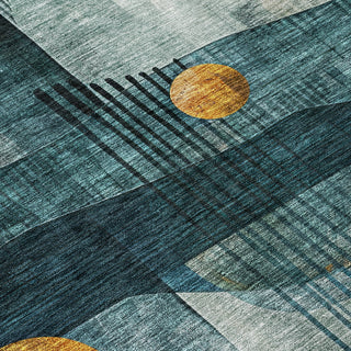 Piper Looms Chantille Contemporary ACN1126 Teal Machine Washable Area Rug Swatch Image