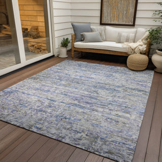 Piper Looms Chantille Stripes ACN1127 Blue Machine Washable Area Rug Outdoor Lifestyle Image Feature