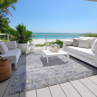 Piper Looms Chantille Stripes ACN1127 Blue Machine Washable Area Rug Outdoor Lifestyle Image Feature