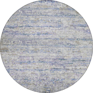Piper Looms Chantille Stripes ACN1127 Blue Machine Washable Area Rug Round Main Image