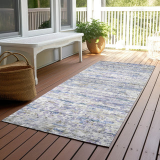Piper Looms Chantille Stripes ACN1127 Blue Machine Washable Area Rug Runner Outdoor Lifestyle Image Feature