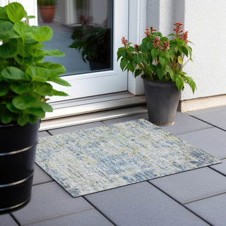 Piper Looms Chantille Modern ACN1128 Blue Machine Washable Area Rug Scatter Outdoor Lifestyle Image Feature