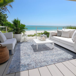 Piper Looms Chantille Modern ACN1128 Sky Machine Washable Area Rug Outdoor Lifestyle Image Feature
