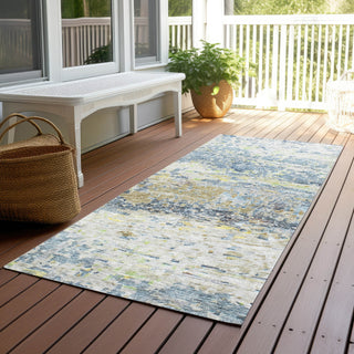 Piper Looms Chantille Modern ACN1129 Blue Machine Washable Area Rug Runner Outdoor Lifestyle Image Feature