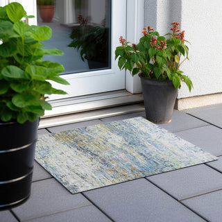 Piper Looms Chantille Modern ACN1129 Blue Machine Washable Area Rug Scatter Outdoor Lifestyle Image Feature