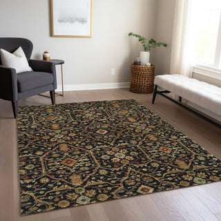 Piper Looms Chantille Global ACN1130 Black Machine Washable Area Rug Lifestyle Image Feature