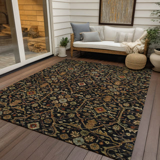 Piper Looms Chantille Global ACN1130 Black Machine Washable Area Rug Outdoor Lifestyle Image Feature