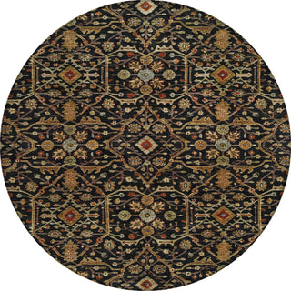 Piper Looms Chantille Global ACN1130 Black Machine Washable Area Rug Round Main Image