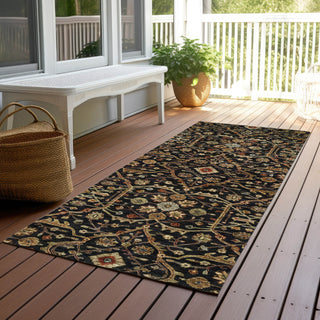 Piper Looms Chantille Global ACN1130 Black Machine Washable Area Rug Runner Outdoor Lifestyle Image Feature